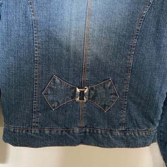 Jeans Denim Jacket Faux Fur Trim Large NWOT - Picture 6 of 8